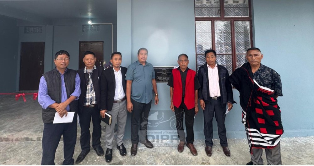 Advisor for IT & Communication, Economics & Statistics and Evaluation, H Sethrongkyu Sangtam and others during the inauguration of Holongba Baptist Lithro Guest House at Holongba village on May 26. (DIPR Photo)